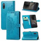 For Sony Xperia Ace II Mandala Flower Embossed Horizontal Flip Leather Case with Bracket / Card Slot / Wallet / Lanyard(Blue) - 1