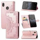 For TECNO Pop 3 Mandala Flower Embossed Horizontal Flip Leather Case with Bracket / Card Slot / Wallet / Lanyard(Rose Gold) - 1