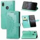 For TECNO Pop 3 Mandala Flower Embossed Horizontal Flip Leather Case with Bracket / Card Slot / Wallet / Lanyard(Green) - 1