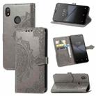 For TECNO Pop 3 Mandala Flower Embossed Horizontal Flip Leather Case with Bracket / Card Slot / Wallet / Lanyard(Gray) - 1