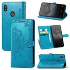 For TECNO Pop 3 Mandala Flower Embossed Horizontal Flip Leather Case with Bracket / Card Slot / Wallet / Lanyard(Blue) - 1