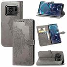 For Sharp R6 Mandala Flower Embossed Horizontal Flip Leather Case with Bracket / Card Slot / Wallet / Lanyard(Gray) - 1