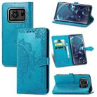 For Sharp R6 Mandala Flower Embossed Horizontal Flip Leather Case with Bracket / Card Slot / Wallet / Lanyard(Blue) - 1