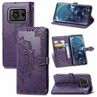 For Sharp R6 Mandala Flower Embossed Horizontal Flip Leather Case with Bracket / Card Slot / Wallet / Lanyard(Purple) - 1