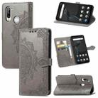 For ZTE Libero 5G Mandala Flower Embossed Horizontal Flip Leather Case with Bracket / Card Slot / Wallet / Lanyard(Gray) - 1