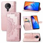 For TECNO SPARK 6 Mandala Flower Embossed Horizontal Flip Leather Case with Bracket / Card Slot / Wallet / Lanyard(Rose Gold) - 1