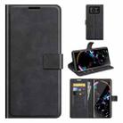 For Sharp Aquos R6 Retro Calf Pattern Buckle Horizontal Flip Leather Case with Holder & Card Slots & Wallet(Black) - 1