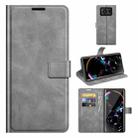 For Sharp Aquos R6 Retro Calf Pattern Buckle Horizontal Flip Leather Case with Holder & Card Slots & Wallet(Grey) - 1