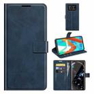 For Sharp Aquos R6 Retro Calf Pattern Buckle Horizontal Flip Leather Case with Holder & Card Slots & Wallet(Blue) - 1