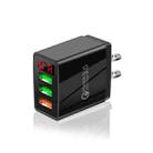 QC-07 5.1A QC3.0 3 x USB Ports Fast Charger with LED Digital Display for Mobile Phones and Tablets, US Plug(Black) - 1