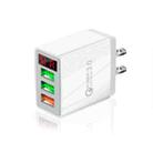 QC-07 5.1A QC3.0 3 x USB Ports Fast Charger with LED Digital Display for Mobile Phones and Tablets, US Plug(White) - 1