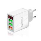 QC-07 5.1A QC3.0 3 x USB Ports Fast Charger with LED Digital Display for Mobile Phones and Tablets, EU Plug(White) - 1