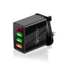 QC-07 5.1A QC3.0 3-USB Ports Fast Charger with LED Digital Display for Mobile Phones and Tablets, UK Plug(Black) - 1