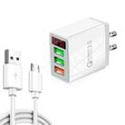 QC-07A QC3.0 3USB LED Digital Display Fast Charger + USB to Micro USB Data Cable, US Plug(White) - 1