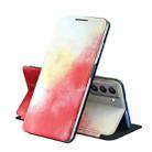 For Samsung Galaxy S21 5G Voltage Watercolor Pattern Skin Feel Magnetic Horizontal Flip PU Leather Case with Holder(Red) - 1