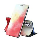 For Samsung Galaxy A32 4G Voltage Watercolor Pattern Skin Feel Magnetic Horizontal Flip PU Leather Case with Holder(Red) - 1