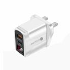 PD001 5A PD3.0 20W + QC3.0 USB Fast Charger with LED Digital Display, UK Plug(White) - 1