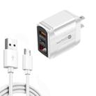PD001A PD3.0 20W + QC3.0 USB LED Digital Display Fast Charger with USB to Micro USB Data Cable, US Plug(White) - 1