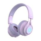 BT06C Cute Wireless Bluetooth 5.0 Headset for Children with Microphone LED Light Suppport Aux-in(Purple) - 1