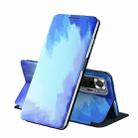 For Samsung Galaxy S20 FE Voltage Watercolor Pattern Skin Feel Magnetic Horizontal Flip PU Leather Case with Holder(Blue) - 1