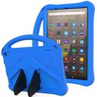 For Amazon Kindle Fire HD 10 2021 EVA Flat Anti Falling Protective Case Shell with Holder(Blue) - 1