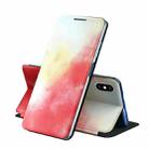 For iPhone XS Max Voltage Watercolor Pattern Skin Feel Magnetic Horizontal Flip PU Leather Case with Holder(Red) - 1