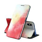 For iPhone XR Voltage Watercolor Pattern Skin Feel Magnetic Horizontal Flip PU Leather Case with Holder(Red) - 1