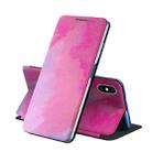 For iPhone XR Voltage Watercolor Pattern Skin Feel Magnetic Horizontal Flip PU Leather Case with Holder(Purple) - 1