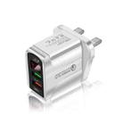 F002C QC3.0 USB + USB 2.0 Fast Charger with LED Digital Display for Mobile Phones and Tablets, UK Plug(White) - 1