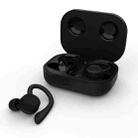 T20 TWS Bluetooth Hooks Wireless Sports Headphones with Charging Box IPX6 Waterproof Noise-cancelling Earphones(Black) - 1