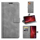 For iPhone 13 Retro Calf Pattern Buckle Horizontal Flip Leather Case with Holder & Card Slots & Wallet(Grey) - 1