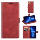 Retro Calf Pattern Buckle Horizontal Flip Leather Case with Holder & Card Slots & Wallet For iPhone 13 Pro(Red) - 1
