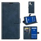 For Tone E21 Retro Calf Pattern Buckle Card Wallet Left and Right Flip Phone Holster with Bracket Function(Blue) - 1