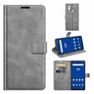 For Tone E21 Retro Calf Pattern Buckle Card Wallet Left and Right Flip Phone Holster with Bracket Function(Grey) - 1