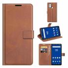 For Tone E21 Retro Calf Pattern Buckle Card Wallet Left and Right Flip Phone Holster with Bracket Function(Light Brown) - 1