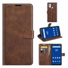 For Tone E21 Retro Calf Pattern Buckle Card Wallet Left and Right Flip Phone Holster with Bracket Function(Dark Brown) - 1