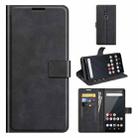 For Fujitsu Arrows Be4 Plus Retro Calf Pattern Buckle Card Wallet Left and Right Flip Phone Holster with Bracket Function(Black) - 1