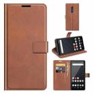 For Fujitsu Arrows Be4 Plus Retro Calf Pattern Buckle Card Wallet Left and Right Flip Phone Holster with Bracket Function(Light Brown) - 1