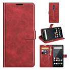 For Sony Xperia Ace II Retro Calf Pattern Buckle Card Wallet Left and Right Flip Phone Holster with Bracket Function(Red) - 1