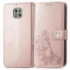 For Motorola Moto G Power 2021 Four-leaf Clasp Embossed Buckle Mobile Phone Protection Leather Case with Lanyard & Card Slot & Wallet & Bracket Function(Rose Gold) - 2