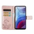 For Motorola Moto G Power 2021 Four-leaf Clasp Embossed Buckle Mobile Phone Protection Leather Case with Lanyard & Card Slot & Wallet & Bracket Function(Rose Gold) - 3
