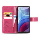For Motorola Moto G Power 2021 Four-leaf Clasp Embossed Buckle Mobile Phone Protection Leather Case with Lanyard & Card Slot & Wallet & Bracket Function(Magenta) - 3