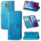 For Motorola Moto G Power 2021 Four-leaf Clasp Embossed Buckle Mobile Phone Protection Leather Case with Lanyard & Card Slot & Wallet & Bracket Function(Blue) - 1