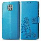 For Motorola Moto G Power 2021 Four-leaf Clasp Embossed Buckle Mobile Phone Protection Leather Case with Lanyard & Card Slot & Wallet & Bracket Function(Blue) - 2