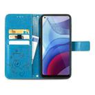 For Motorola Moto G Power 2021 Four-leaf Clasp Embossed Buckle Mobile Phone Protection Leather Case with Lanyard & Card Slot & Wallet & Bracket Function(Blue) - 3