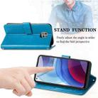 For Motorola Moto G Power 2021 Four-leaf Clasp Embossed Buckle Mobile Phone Protection Leather Case with Lanyard & Card Slot & Wallet & Bracket Function(Blue) - 6