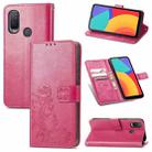 For Alcatel 1L 2021 Four-leaf Clasp Embossed Buckle Mobile Phone Protection Leather Case with Lanyard & Card Slot & Wallet & Bracket Function(Magenta) - 1