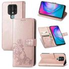 For Tecno Camon 16 SE Four-leaf Clasp Embossed Buckle Mobile Phone Protection Leather Case with Lanyard & Card Slot & Wallet & Bracket Function(Rose Gold) - 1