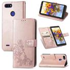 For Tecno POP 2F Four-leaf Clasp Embossed Buckle Mobile Phone Protection Leather Case with Lanyard & Card Slot & Wallet & Bracket Function(Rose Gold) - 1