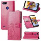 For Tecno POP 2F Four-leaf Clasp Embossed Buckle Mobile Phone Protection Leather Case with Lanyard & Card Slot & Wallet & Bracket Function(Magenta) - 1